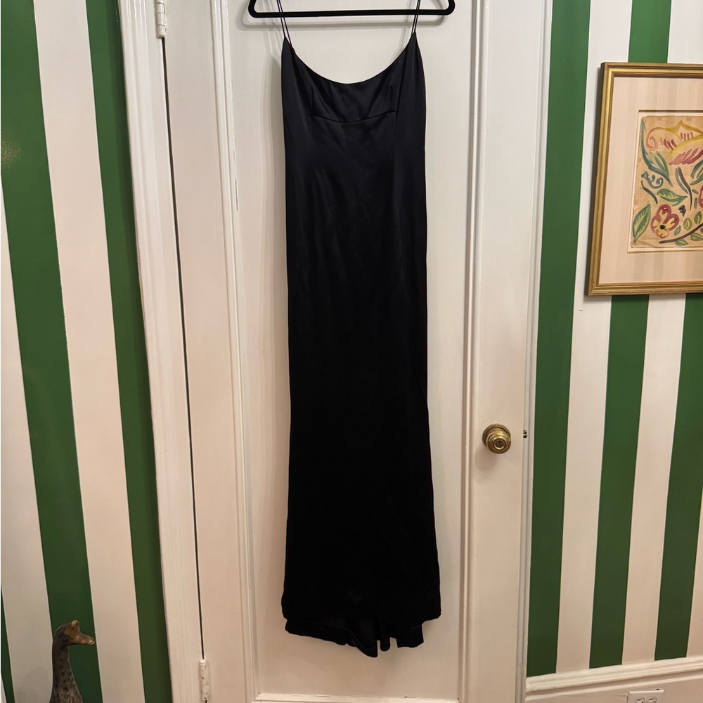 REEM ACRA CREPE SILK BLACK MAXI SZ 6